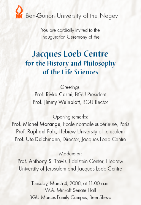 Jacques Loeb Centre - Inauguration Ceremony